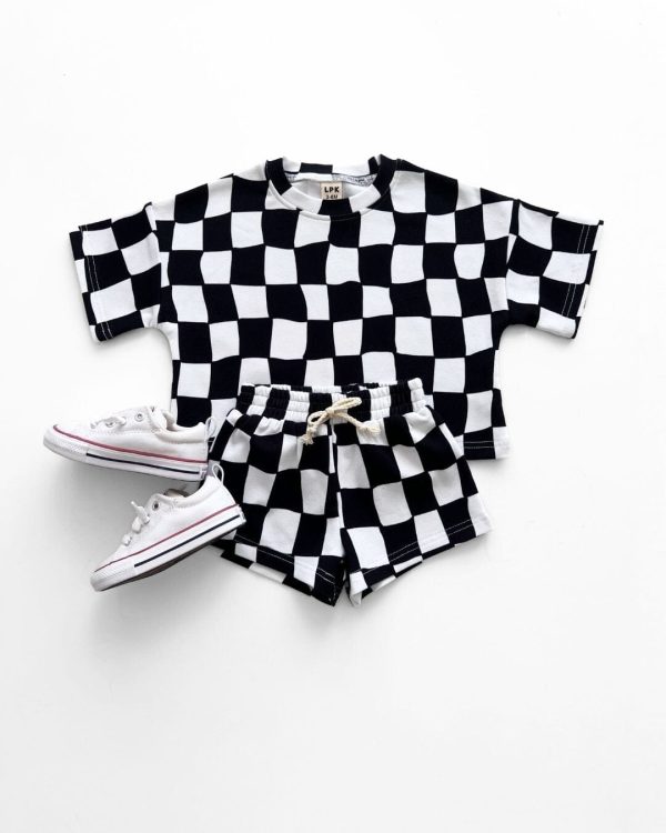 Shorts Set | Wavy Checkered Hot on Sale - Image 5
