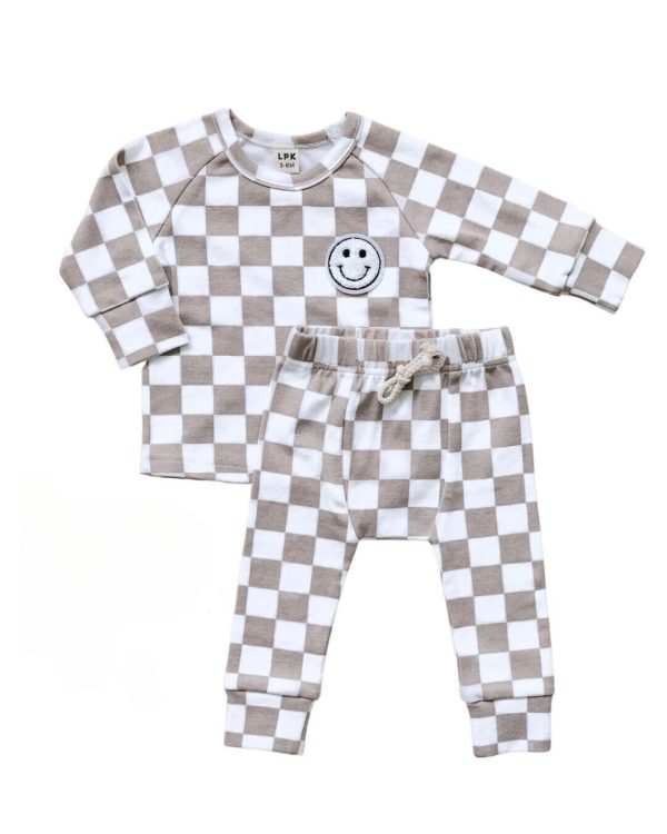 Checkered Smiley Lounge Set | Latte Online - Image 2