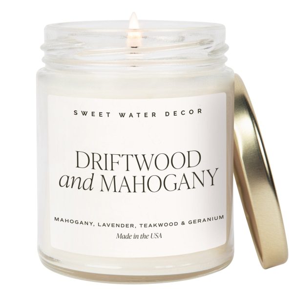 Driftwood and Mahogany Soy Candle - Clear Jar - 9 oz Online