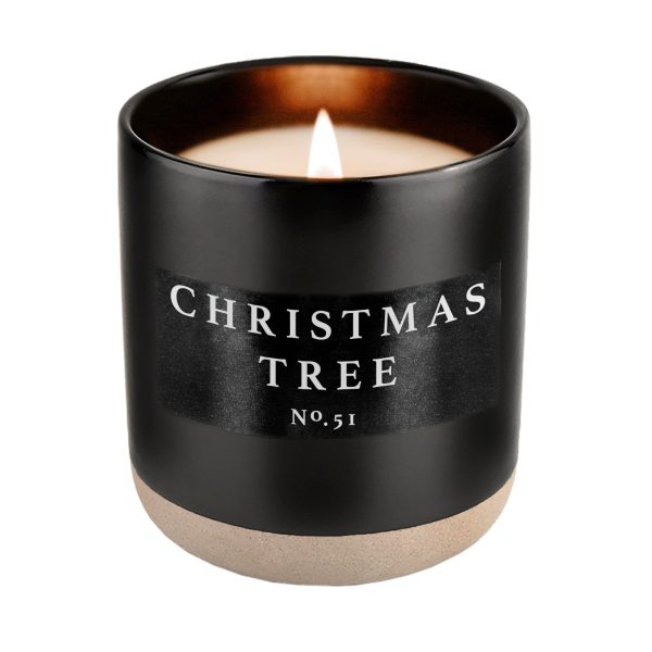 Christmas Tree Soy Candle - Black Stoneware Jar - 12 oz For Discount