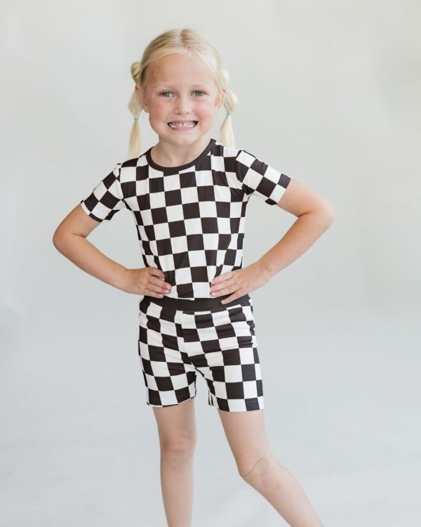 Bamboo Two Piece Shorts Set | Black Checkered For Cheap - Image 2