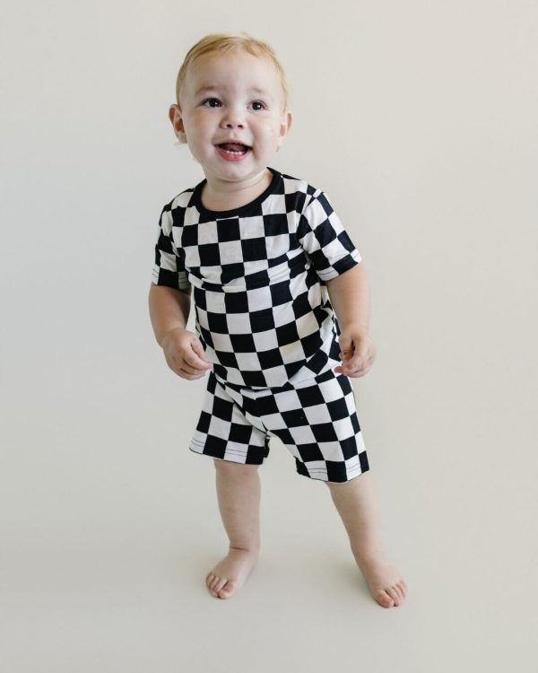 Bamboo Two Piece Shorts Set | Black Checkered For Cheap - Image 5